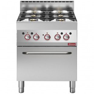 FOURNEAU GAZ 4 FEUX VIFS AVEC FOUR ELECTRIQUE A CONVECTION GN1/1 DIAMOND dans GAZ