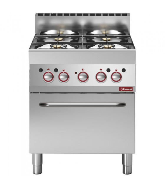 FOURNEAU GAZ 4 FEUX VIFS AVEC FOUR ELECTRIQUE A CONVECTION GN1/1 DIAMOND dans GAZ
