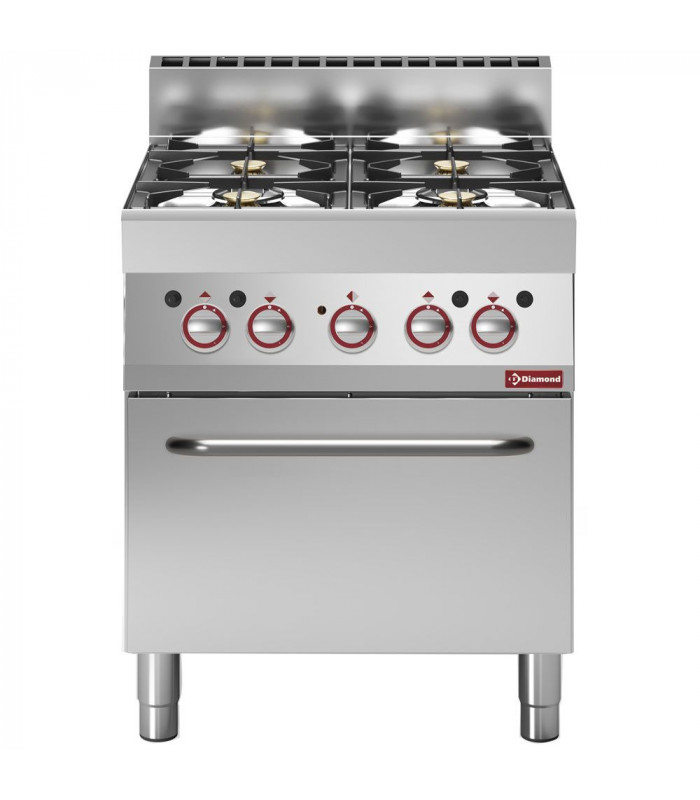 FOURNEAU GAZ 4 FEUX VIFS AVEC FOUR ELECTRIQUE A CONVECTION GN1/1 DIAMOND dans GAZ