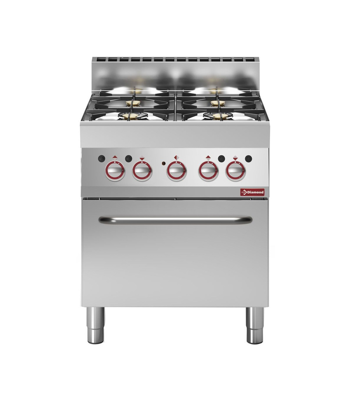 FOURNEAU GAZ 4 FEUX VIFS AVEC FOUR ELECTRIQUE A CONVECTION GN1/1 DIAMOND dans GAZ