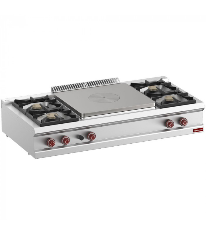 CUISINIERE 4 FEUX VIFS PLAQUE COUP DE FEU CENTRALE GAZ TOP DIAMOND dans GAZ
