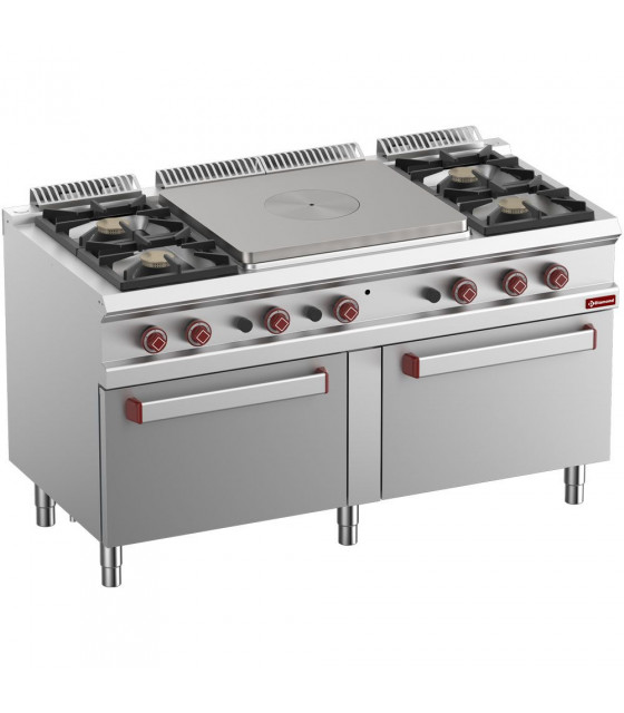 FOURNEAU GAZ 4 FEUX VIFS TAQUE COUP DE FEU CENTRALE 2 FOURS GAZ GN2/1 DIAMOND dans GAZ