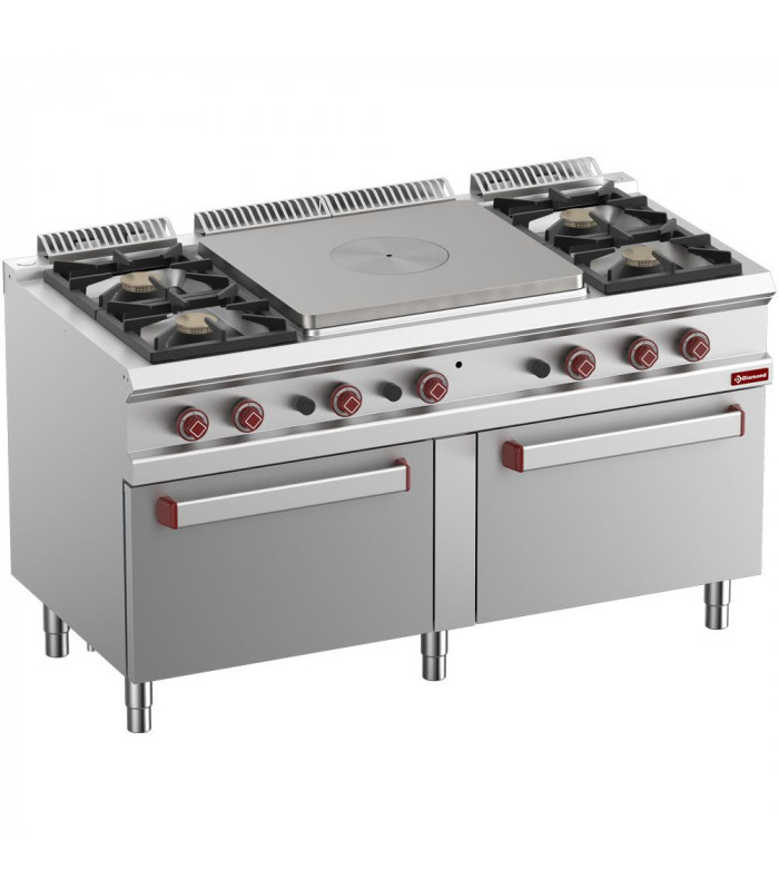 FOURNEAU GAZ 4 FEUX VIFS TAQUE COUP DE FEU CENTRALE 2 FOURS GAZ GN2/1 DIAMOND dans GAZ