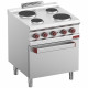 FOURNEAU 4 PLAQUES RONDES AVEC FOUR ELECTRIQUE GN2/1 ET GRILL DIAMOND