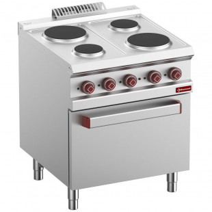 FOURNEAU 4 PLAQUES RONDES AVEC FOUR ELECTRIQUE GN2/1 ET GRILL DIAMOND dans ELECTRIQUE