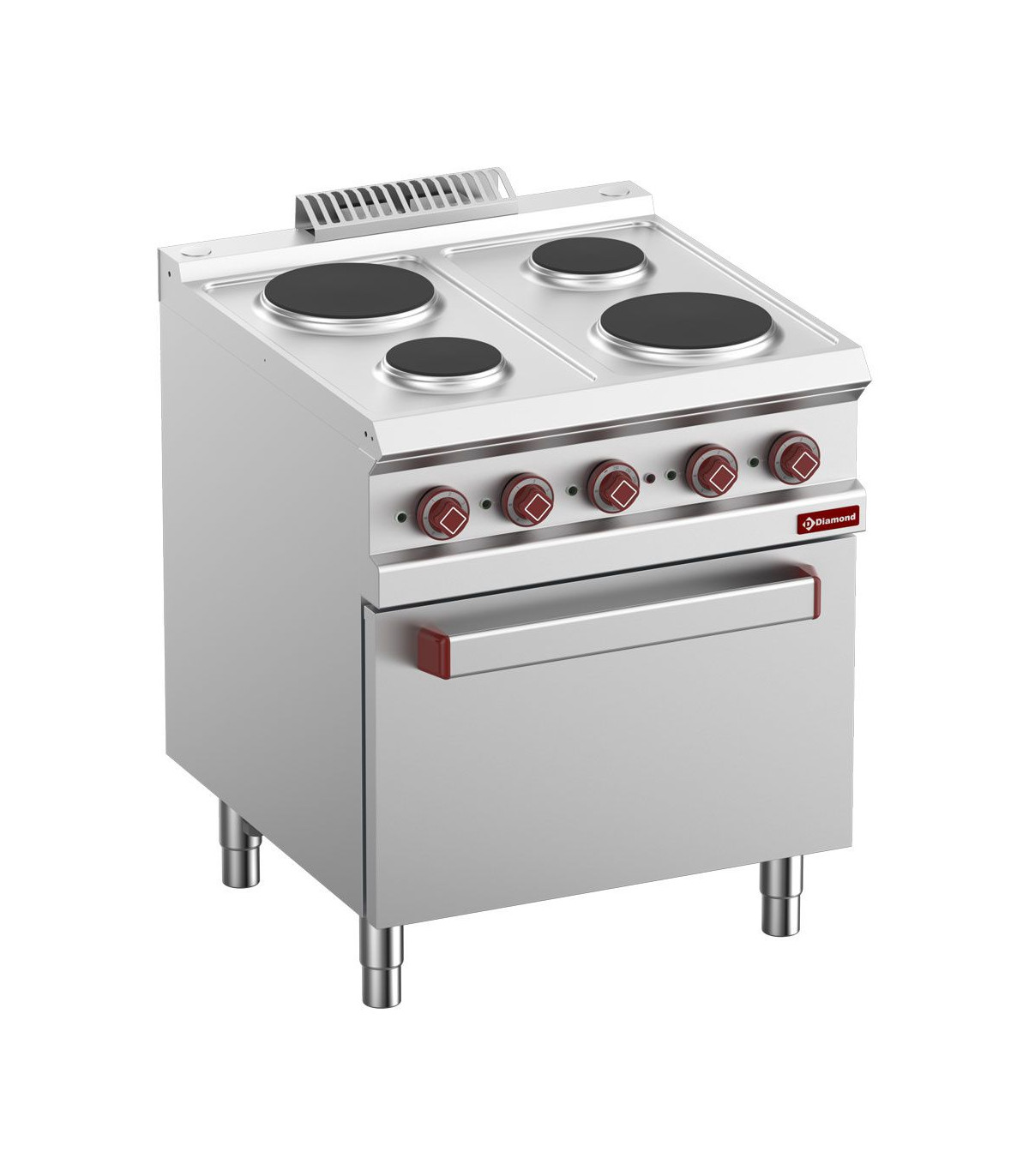 FOURNEAU 4 PLAQUES RONDES AVEC FOUR ELECTRIQUE GN2/1 ET GRILL DIAMOND dans ELECTRIQUE