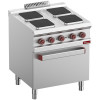 FOURNEAU 4 PLAQUES CARREES AVEC FOUR ELECTRIQUE GN2/1 ET GRILL DIAMOND dans ELECTRIQUE