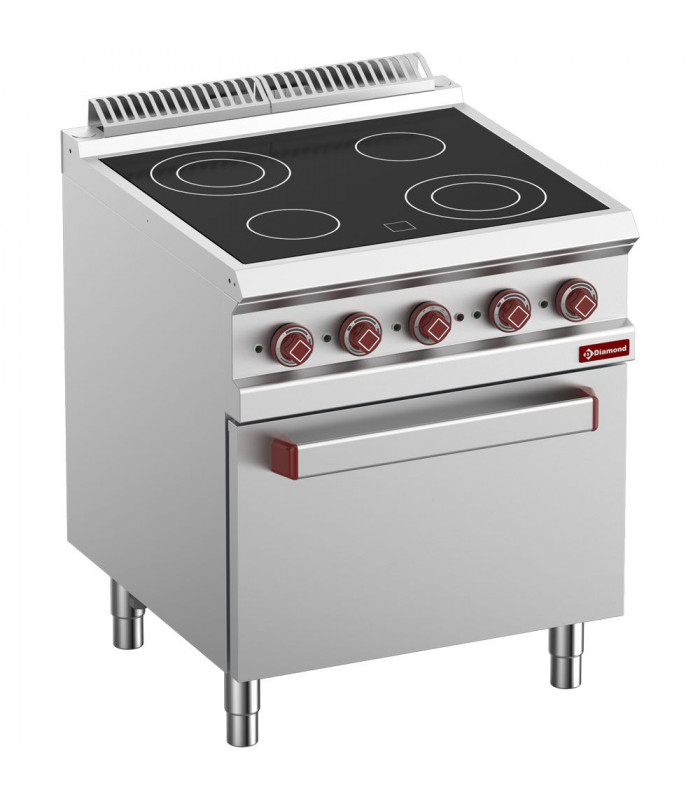 FOURNEAU VITROCERAMIQUE 4 ZONES FOUR GN2/1 ET GRILL ELECTRIQUE DIAMOND dans ELECTRIQUE