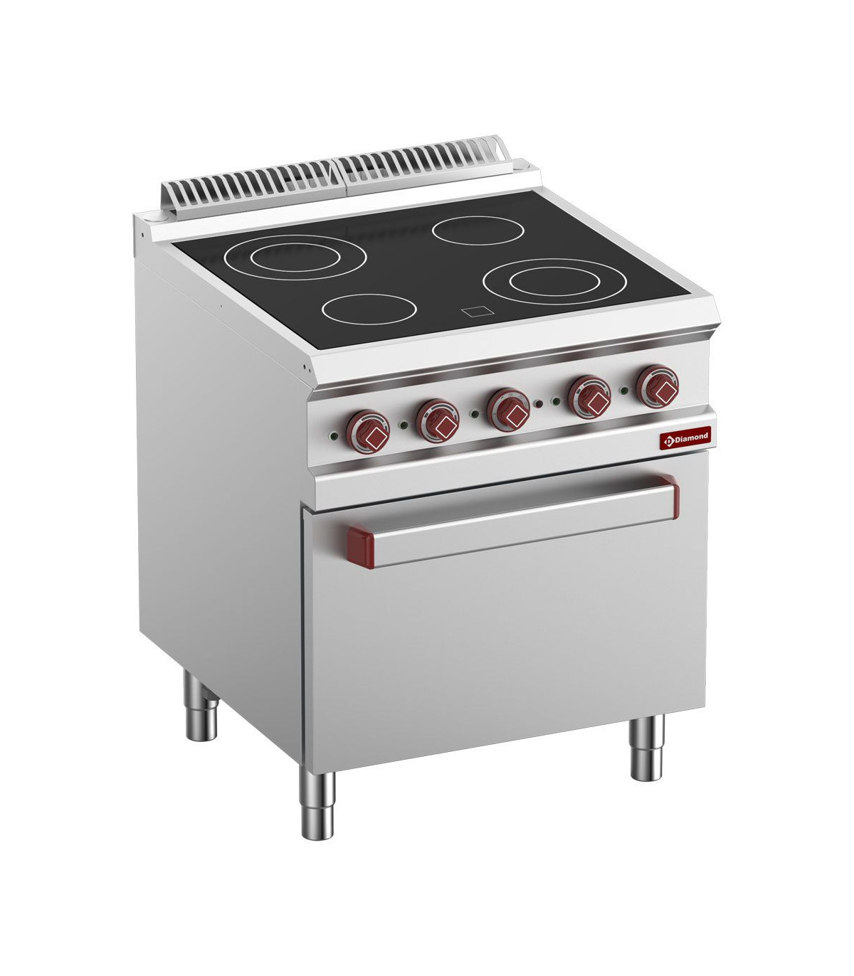FOURNEAU VITROCERAMIQUE 4 ZONES FOUR GN2/1 ET GRILL ELECTRIQUE DIAMOND dans ELECTRIQUE