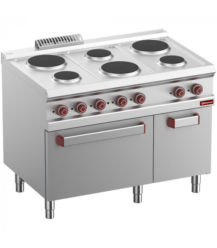 FOURNEAU 6 PLAQUES RONDES FOUR GN2/1 ET GRILL ELECTRIQUE ARMOIRE NEUTRE GN1/1 DIAMOND dans ELECTRIQUE