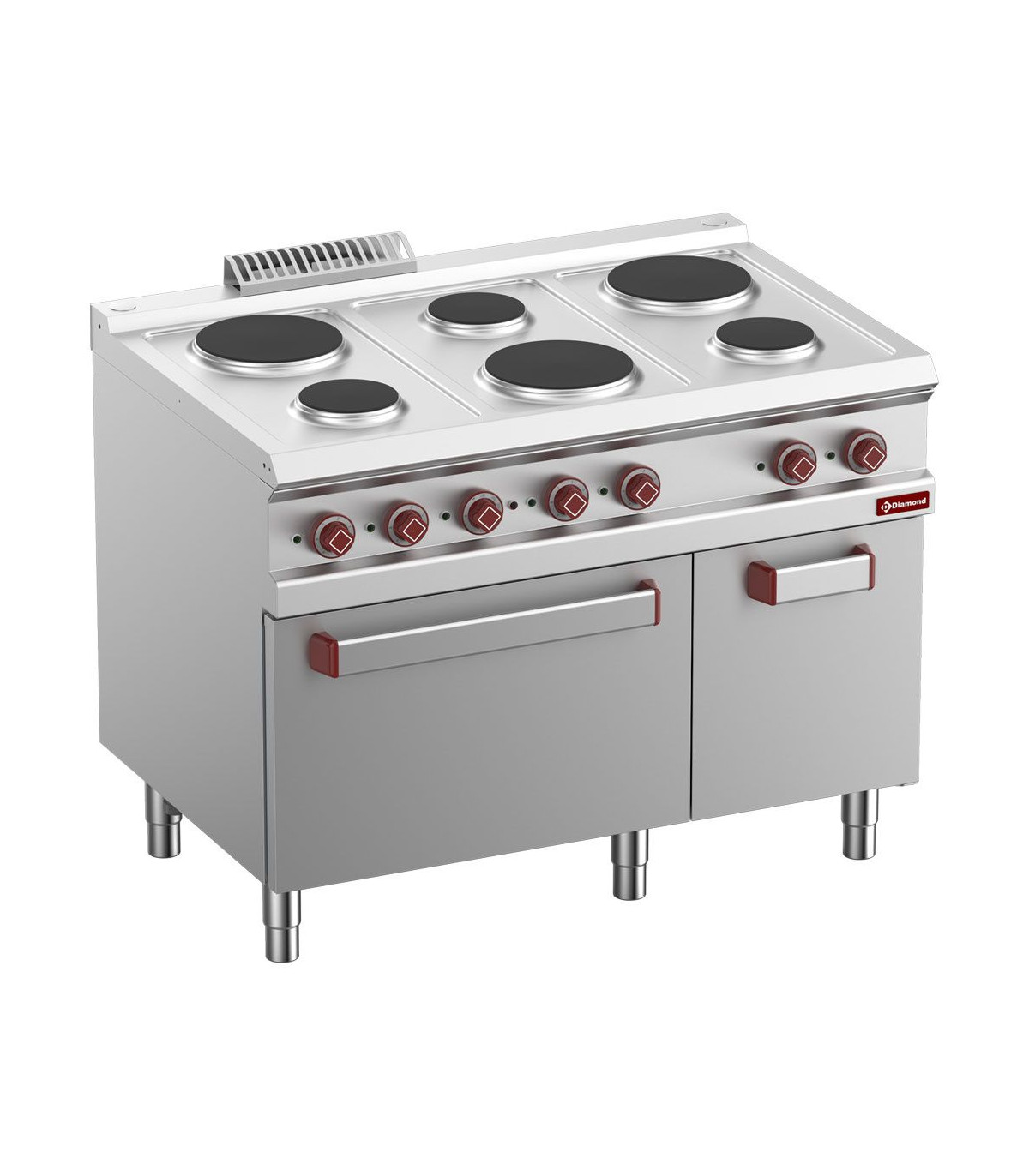 FOURNEAU 6 PLAQUES RONDES FOUR GN2/1 ET GRILL ELECTRIQUE ARMOIRE NEUTRE GN1/1 DIAMOND dans ELECTRIQUE