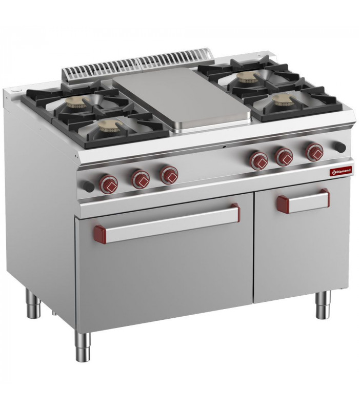 FOURNEAU 4 FEUX VIFS PLAQUE A MIJOTER FOUR GAZ GN2/1 ARMOIRE GN1/1 DIAMOND dans GAZ