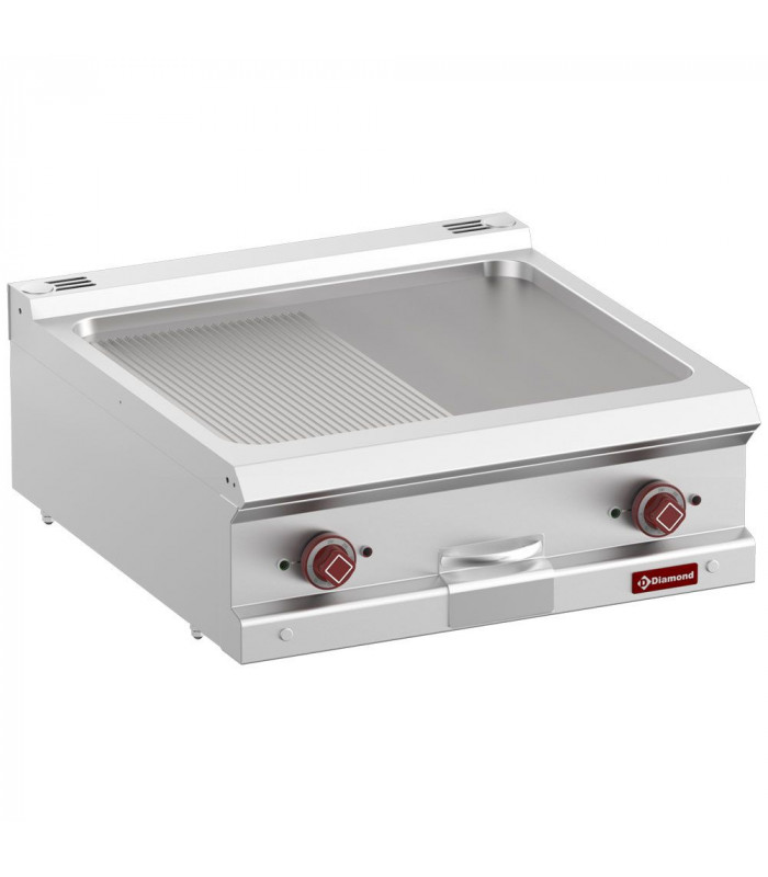 PLAQUE DE CUISSON ELECTRIQUE 1/2 LISSE 1/2 RAINUREE MODULE 1/1 TOP DIAMOND dans PLAQUE A SNACKER