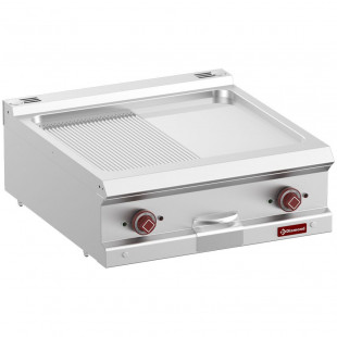 PLAQUE CUISSON ELECTRIQUE 1/2 LISSE 1/2 RAINUREE CHROME DUR MODULE 1/1 TOP DIAMOND dans PLAQUE A SNACKER