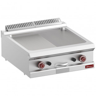 PLAQUE DE CUISSON GAZ 1/2 LISSE 1/2 RAINUREE MODULE 1/1 TOP DIAMOND dans PLAQUE A SNACKER