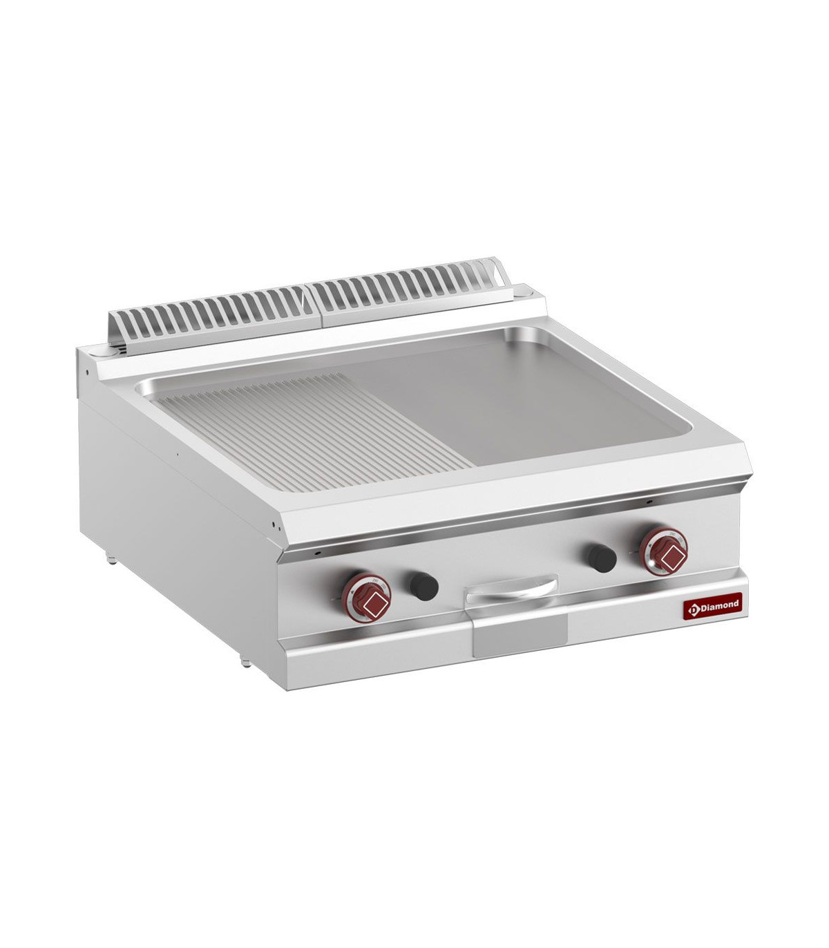 PLAQUE DE CUISSON GAZ 1/2 LISSE 1/2 RAINUREE MODULE 1/1 TOP DIAMOND dans PLAQUE A SNACKER