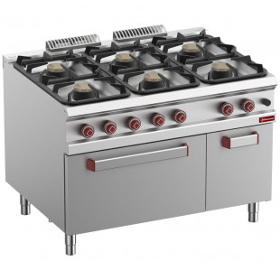 FOURNEAU 6 FEUX SUR FOUR GAZ GN2/1 ET ARMOIRE NEUTRE FERMEE OPTIMA 900 DIAMOND dans GAZ