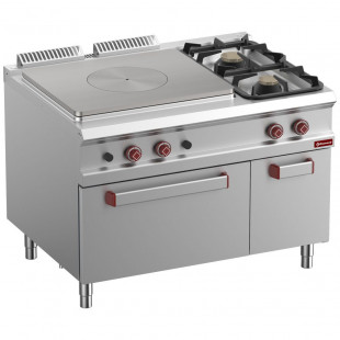 FOURNEAU TAQUE COUP DE FEU 2 FEUX FOUR GN2/1 ARMOIRE NEUTRE FERMEE OPTIMA 900 DIAMOND dans GAZ