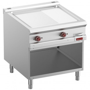 PLAQUE CUISSON 2/3 LISSE & 1/3 RAINUREE ELECTRIQUE CHROMEE ARMOIRE OUVERTE OPTIMA 900 DIAMOND dans PLAQUE A SNACKER