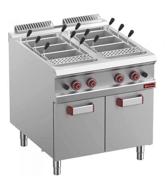 CUISEUR A PATES GAZ 2 CUVES 40LT SUR MEUBLE FERME SANS PANIERS OPTIMA 900 DIAMOND dans CUISEUR A PATES