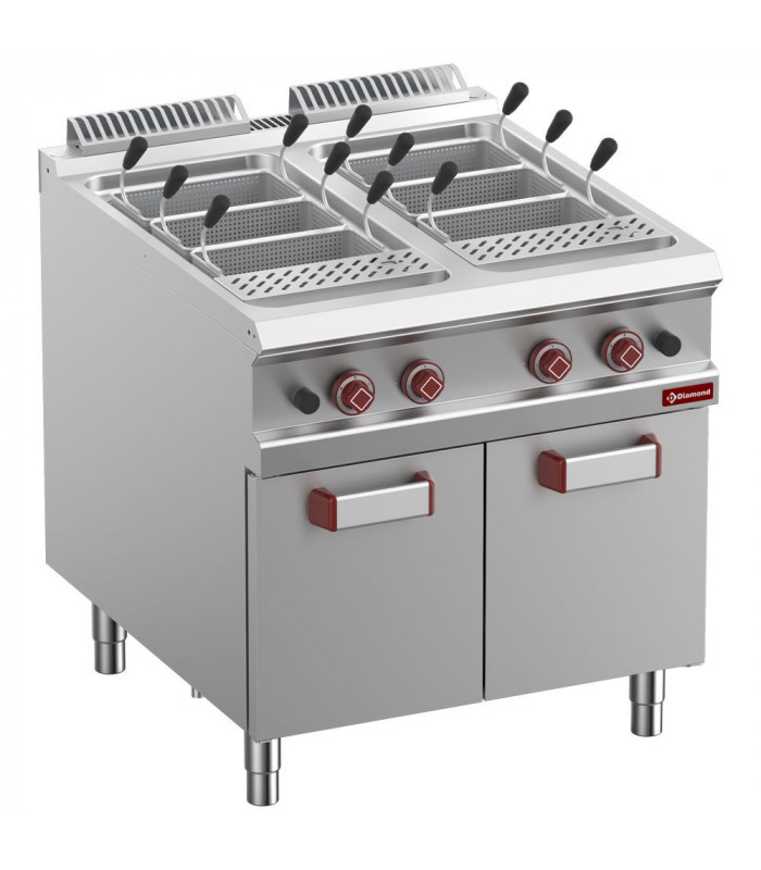 CUISEUR A PATES GAZ 2 CUVES 40LT SUR MEUBLE FERME SANS PANIERS OPTIMA 900 DIAMOND dans CUISEUR A PATES