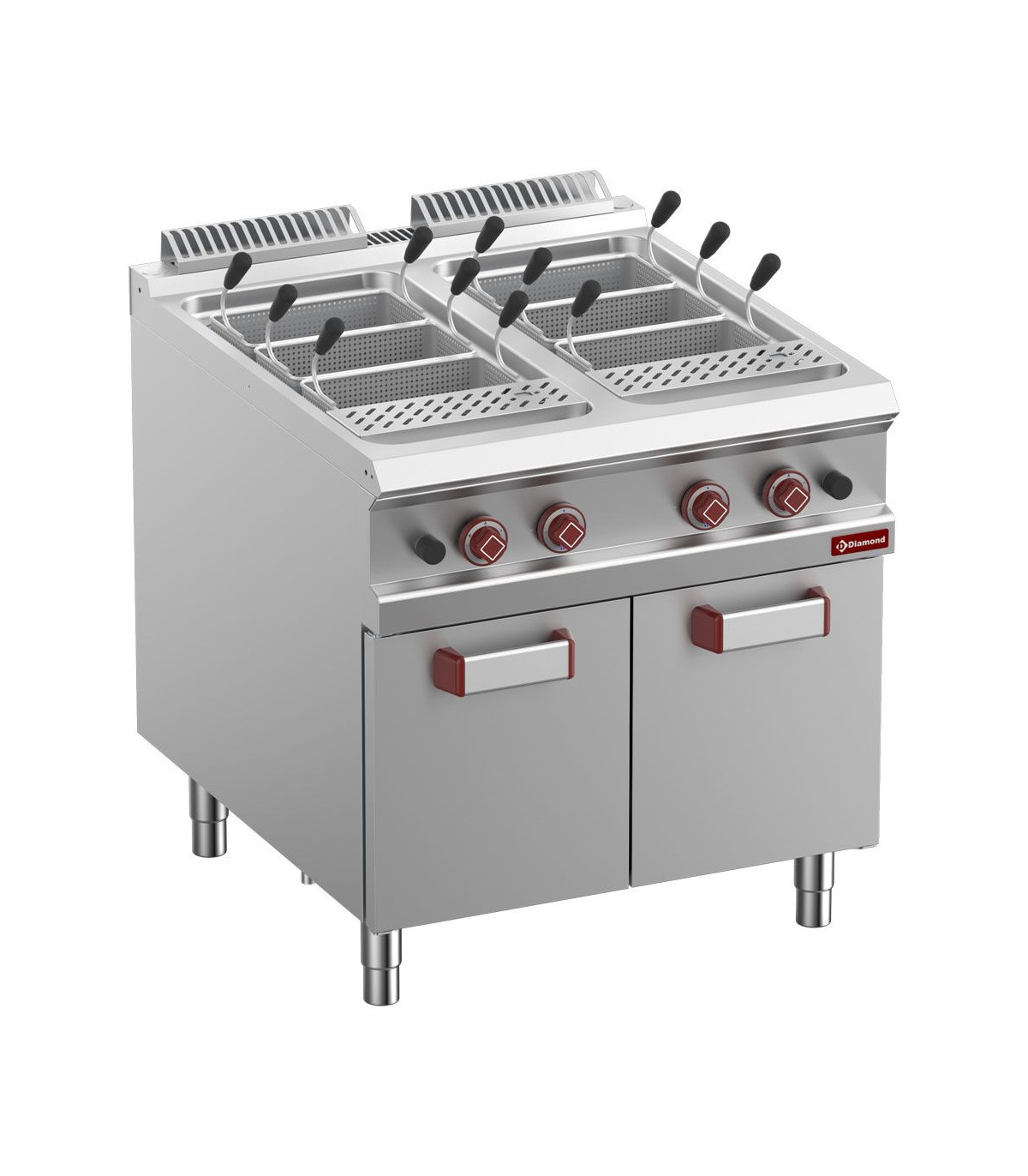 CUISEUR A PATES GAZ 2 CUVES 40LT SUR MEUBLE FERME SANS PANIERS OPTIMA 900 DIAMOND dans CUISEUR A PATES
