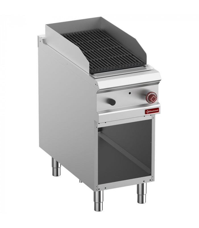 GRILL PIERRE DE LAVE MODULE 1/2 GRILLE 2 FACES EN FONTE ARMOIRE OUVERTE OPTIMA 900 DIAMOND dans CUISEUR A PATES