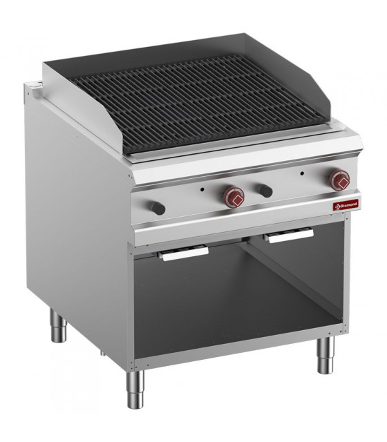GRILL PIERRE DE LAVE MODULE 1/1 GRILLE 2 FACES EN FONTE ARMOIRE OUVERTE OPTIMA 900 DIAMOND dans CUISEUR A PATES