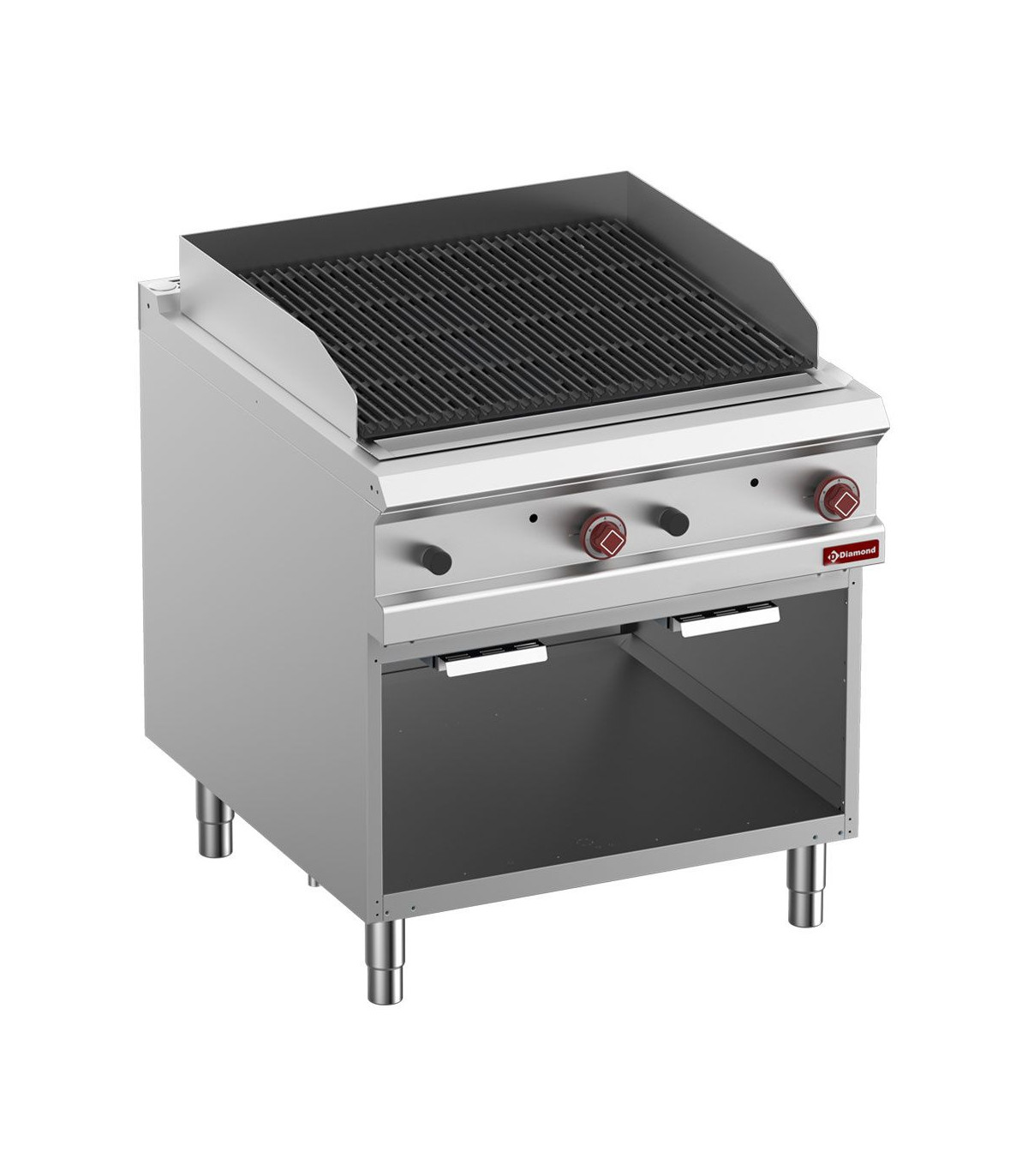 GRILL PIERRE DE LAVE MODULE 1/1 GRILLE 2 FACES EN FONTE ARMOIRE OUVERTE OPTIMA 900 DIAMOND dans CUISEUR A PATES