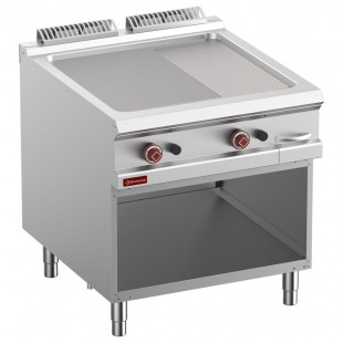 PLAQUE DE CUISSON 2/3 LISSE & 1/3 RAINUREE GAZ MODULE 1/1 ARMOIRE OUVERTE OPTIMA 900 DIAMOND dans PLAQUE A SNACKER