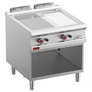 PLAQUE DE CUISSON 2/3 LISSE & 1/3 RAINURE CHROME MODULE 1/1 ARMOIRE OUVERTE OPTIMA 900 DIAMOND dans PLAQUE A SNACKER