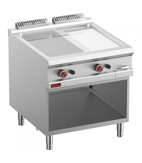 PLAQUE DE CUISSON 2/3 LISSE & 1/3 RAINURE CHROME MODULE 1/1 ARMOIRE OUVERTE OPTIMA 900 DIAMOND dans PLAQUE A SNACKER