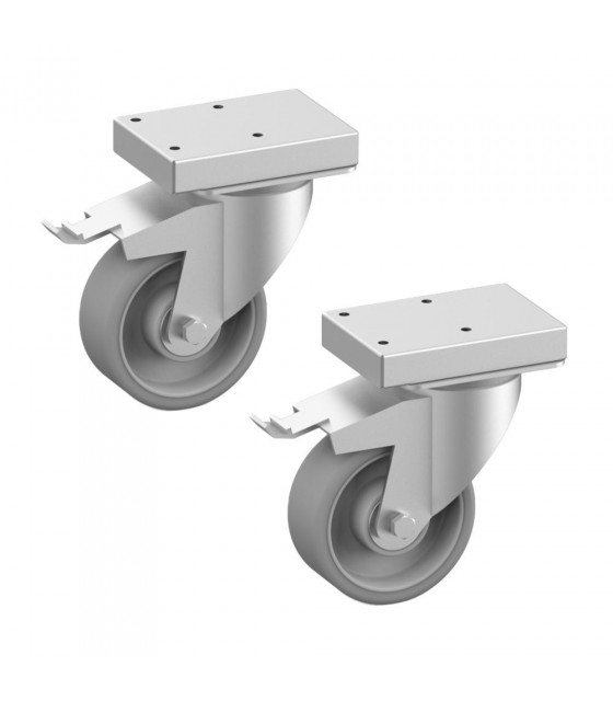 ROUE EN ACIER INOX AVEC FREIN Ø100MM 2 PIECES DIAMOND dans DIAMOND