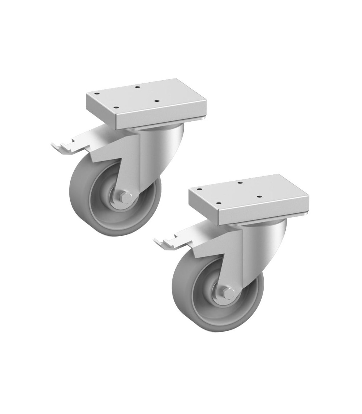 ROUE EN ACIER INOX AVEC FREIN Ø100MM 2 PIECES DIAMOND dans DIAMOND