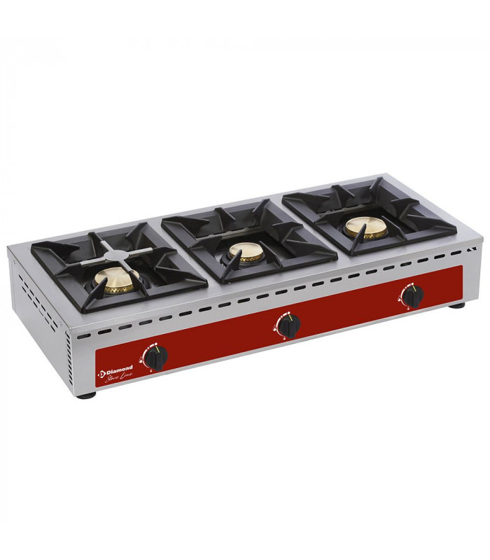 RECHAUD A GAZ DE TABLE - 3 FEUX VIFS 7+5+7KW DIAMOND dans RECHAUD GAZ