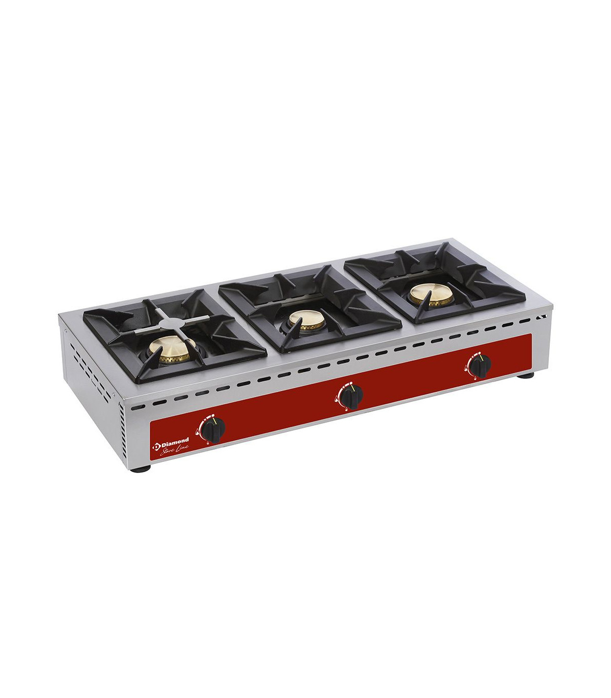RECHAUD A GAZ DE TABLE - 3 FEUX VIFS 7+5+7KW DIAMOND dans RECHAUD GAZ