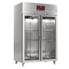 ARMOIRE DE CONGELATION VENTILEE 1400LT 2 PORTES VITREES GN2/1 SUR ROUES DIAMOND dans CONSERVATEUR INOX