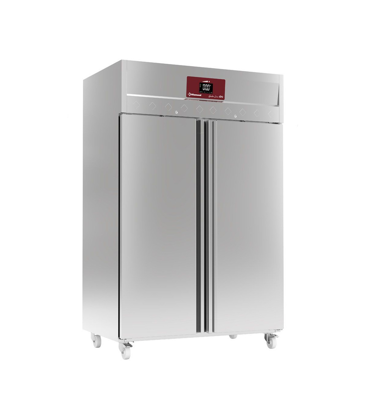 ARMOIRE DE CONGELATION VENTILEE 1400LT 2 PORTES GN2/1 SUR ROUES DIAMOND dans CONSERVATEUR INOX