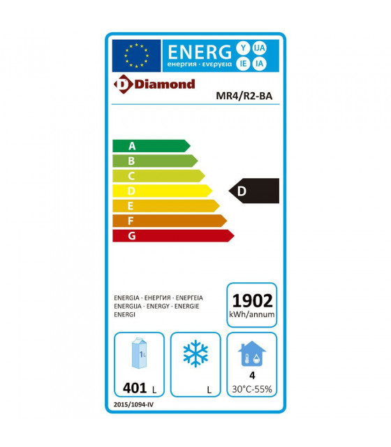 TABLE REFRIGEREE VENTILEE 0°C+8°C 4 PORTES AVEC DOSSERET DIAMOND dans TABLES REFRIGEREES