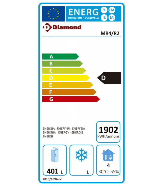 TABLE REFRIGEREE VENTILEE 0°C+8°C 4 PORTES DIAMOND dans TABLES REFRIGEREES