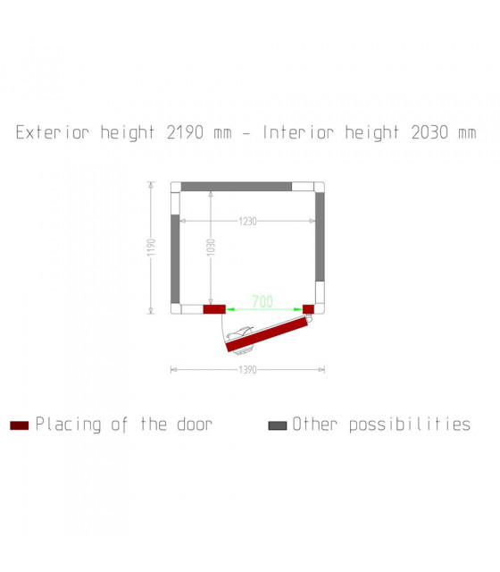 CHAMBRE FROIDE 80MM DIMENSIONS INTERIEURE 1230X1030XH2030MM 2.57M³ DIAMOND dans CHAMBRE FROIDE SANS GROUPE