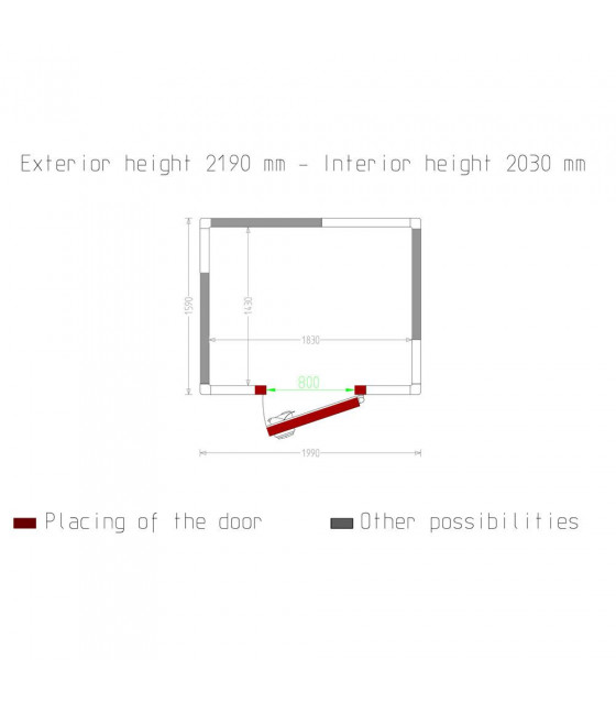 CHAMBRE FROIDE 80MM DIMENSIONS INTERIEURE 1830X1430XH2030MM 5.31M³ DIAMOND dans CHAMBRE FROIDE SANS GROUPE