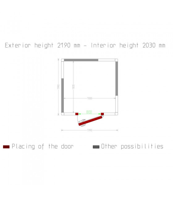 CHAMBRE FROIDE 80MM DIMENSIONS INTERIEURE 1830X1830XH2030MM 6.80M³ DIAMOND dans CHAMBRE FROIDE SANS GROUPE