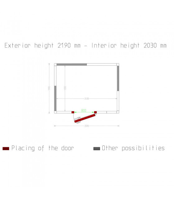 CHAMBRE FROIDE 80MM DIMENSIONS INTERIEURE 2430X1830XH2030MM 9.03M³ DIAMOND dans CHAMBRE FROIDE SANS GROUPE