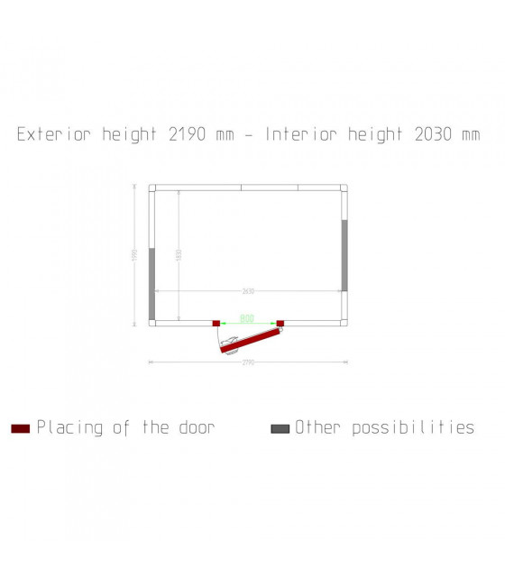 CHAMBRE FROIDE 80MM DIMENSIONS INTERIEURE 2630X1830XH2030MM 9.77M³ DIAMOND dans CHAMBRE FROIDE SANS GROUPE
