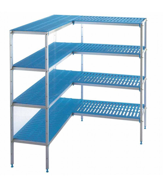 KIT RAYONNAGES ALUMINIUM EN L 4 NIVEAUX DIAMOND dans ETAGERE CHAMBRE FROIDE