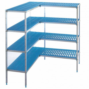 KIT RAYONNAGES ALUMINIUM EN L 4 NIVEAUX DIAMOND dans ETAGERE CHAMBRE FROIDE