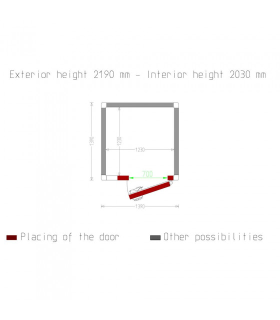 CHAMBRE FROIDE 80MM DIMENSIONS INTERIEURE 1230X1230XH2030MM 3.07M³ DIAMOND dans CHAMBRE FROIDE SANS GROUPE