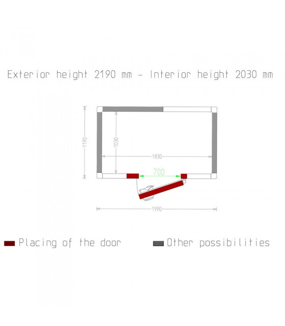 CHAMBRE FROIDE 80MM DIMENSIONS INTERIEURE 1830X1030XH2030MM 3.83M³ DIAMOND dans CHAMBRE FROIDE SANS GROUPE