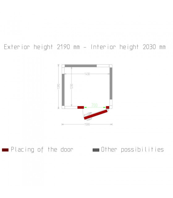 CHAMBRE FROIDE 80MM DIMENSIONS INTERIEURE 1430X1230XH2030MM 3.57M³ DIAMOND dans CHAMBRE FROIDE SANS GROUPE
